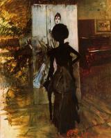 Giovanni Boldini - Woman in Black Looking at the Portrait of Signora Emiliana Concha de ossa